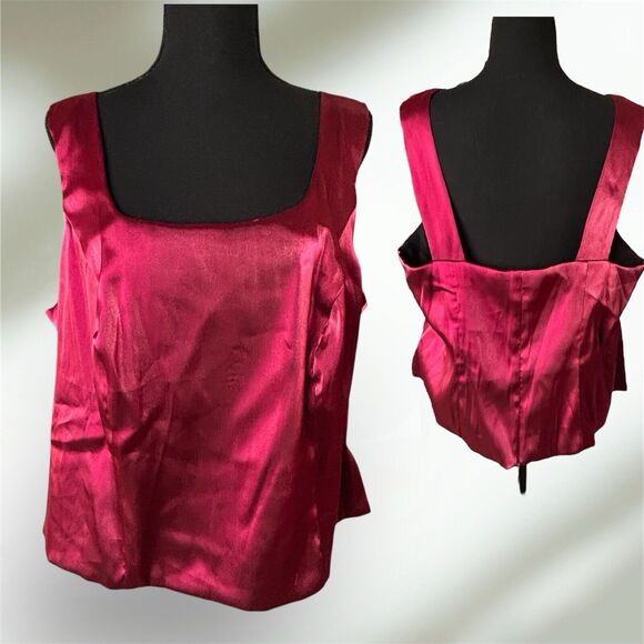 Dressbarn Collection Satin Top 2 Pc Ruby Red Jacket With Shell NEW - Picture 5 of 12